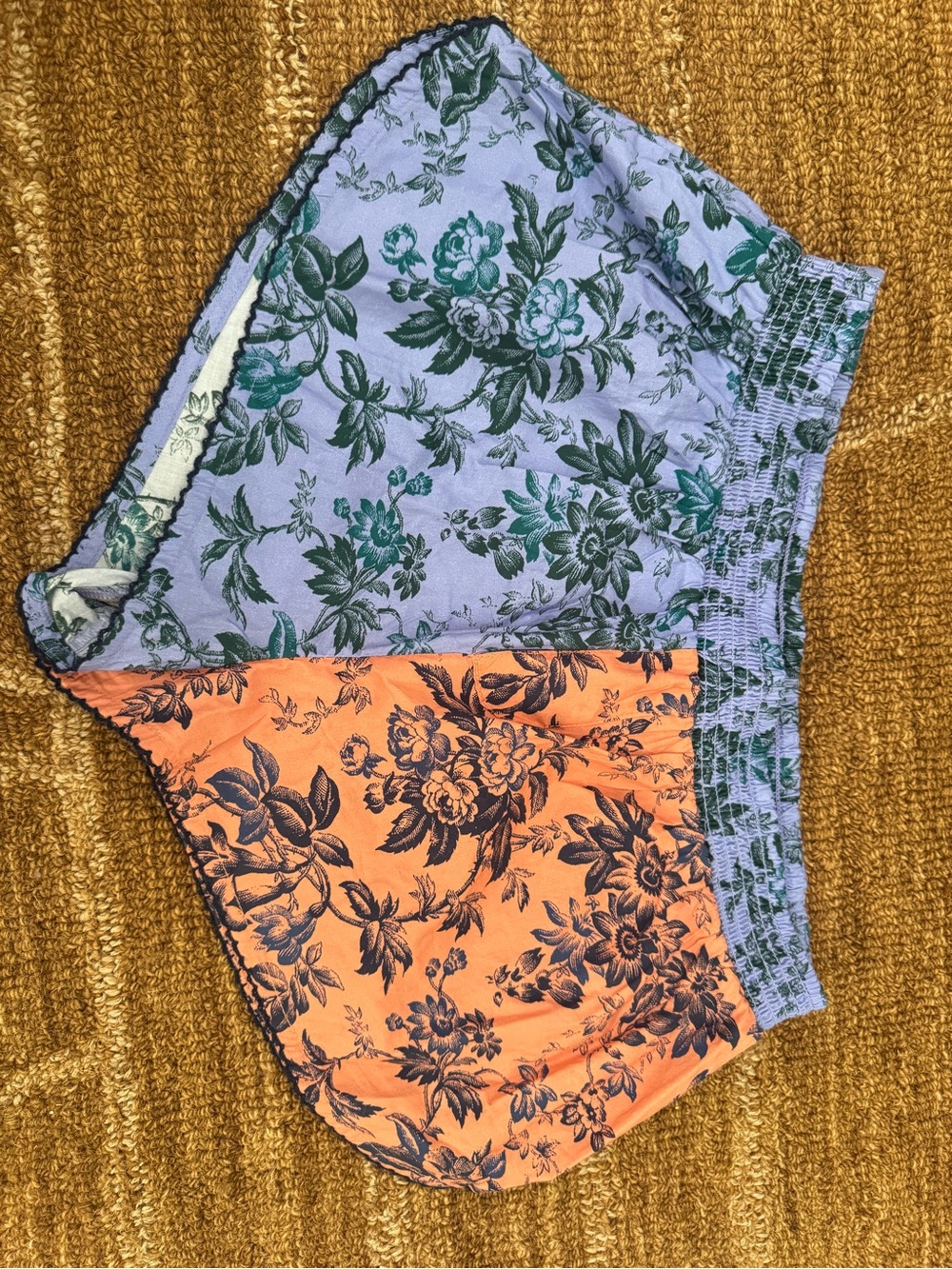 Anthropologie Two-Tone Floral Lounge Shorts in Lavender & Coral